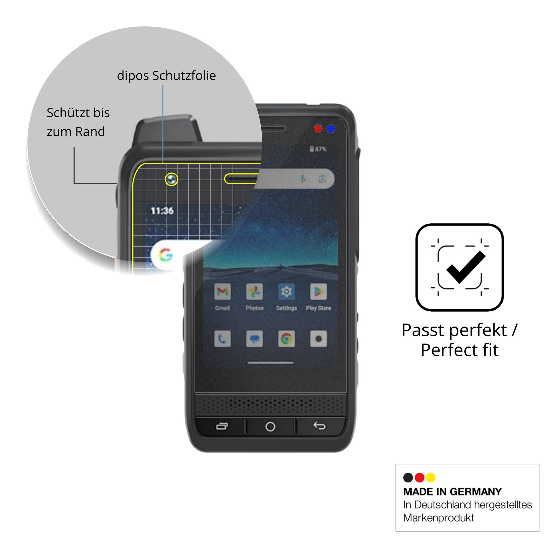 Schutz gegen Kratzer auf dem UNIWA F400 Glas durch Schlüssel oder Ähnliches