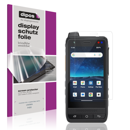 Klare Displayschutzfolie von dipos passend für UNIWA F400, präziser Zuschnitt und blasenfrei montiert