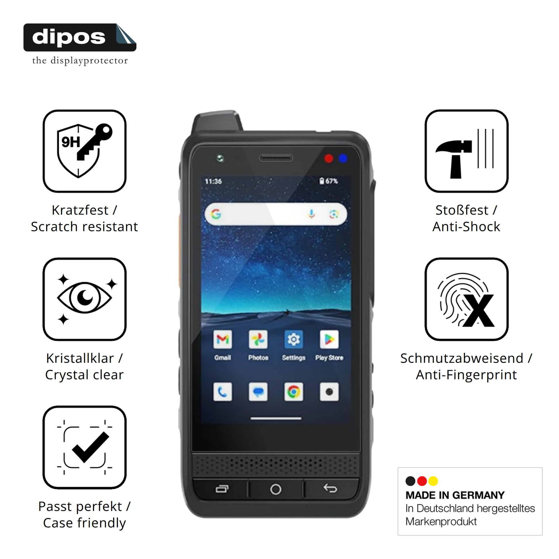Displayschutz hergestellt in Deutschland, höchste Qualität made in Germany