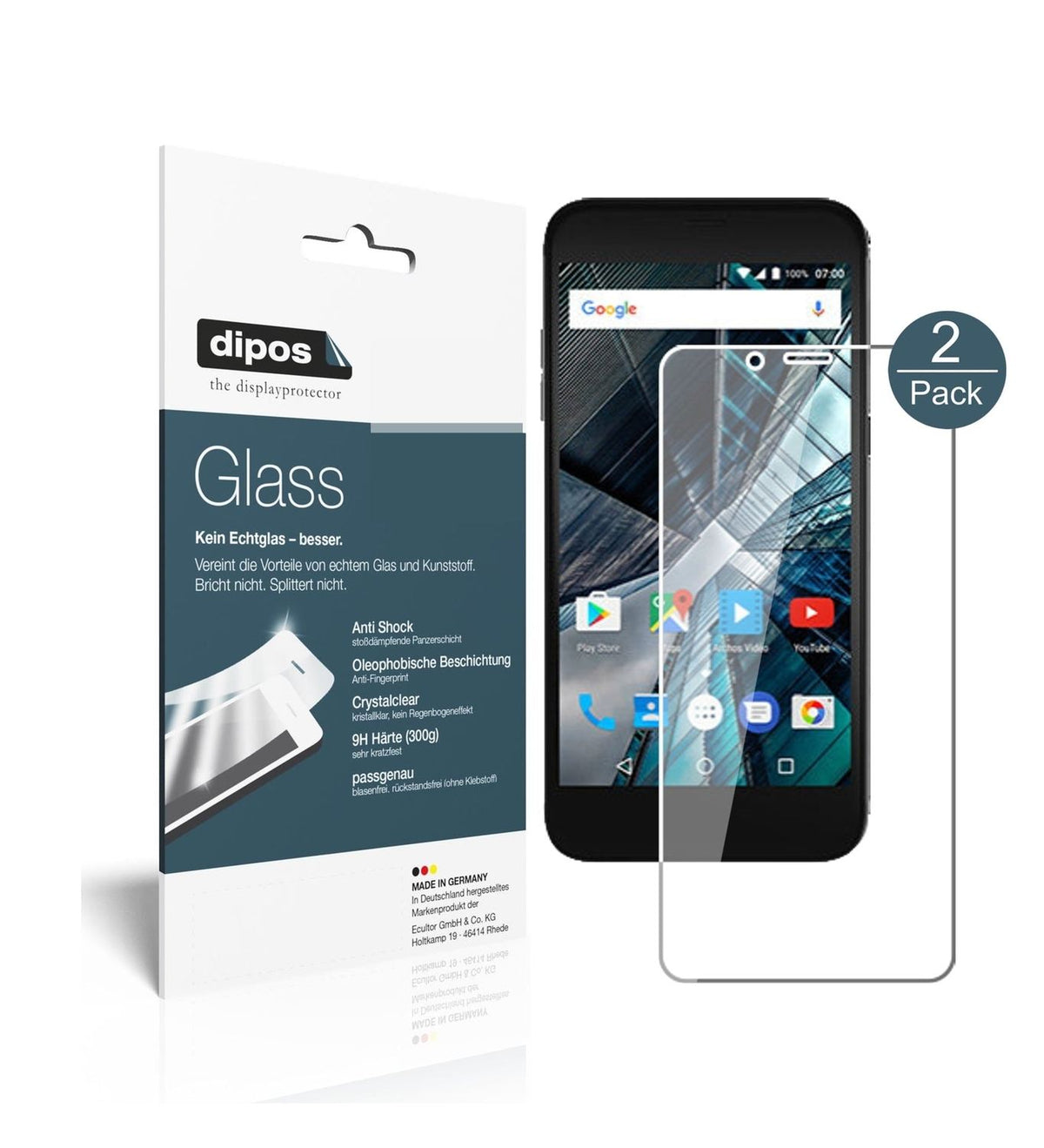 1x 9H Protective Film for Archos Sense 50 DC Tempered Glass Screen Protector