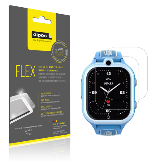 Klare Displayschutzfolie von dipos passend für Valdus DF91, 100% Displayabdeckung und blasenfreie Montage