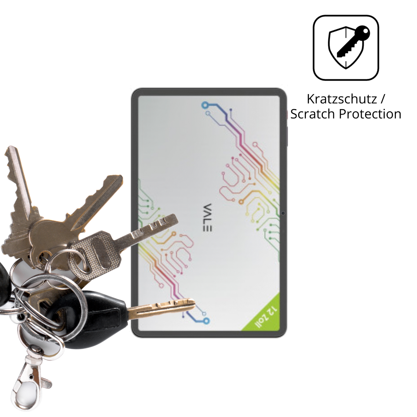 Schutz gegen Kratzer auf dem Vale V12X LTE 12.6 Zoll Glas durch Schlüssel oder Ähnliches