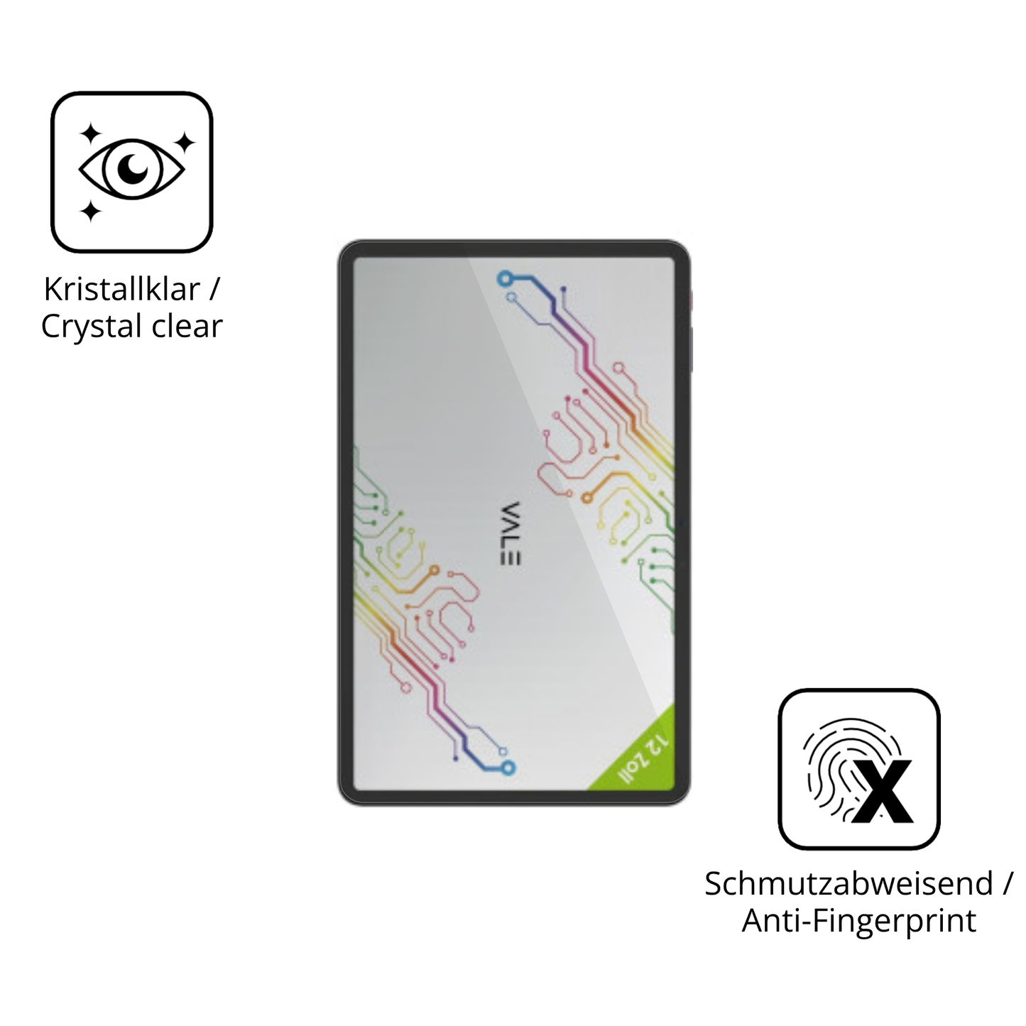 Flexible TPU-Folie passend zugeschnitten für Vale V12X LTE 12.6 Zoll, vollständige Abdeckung