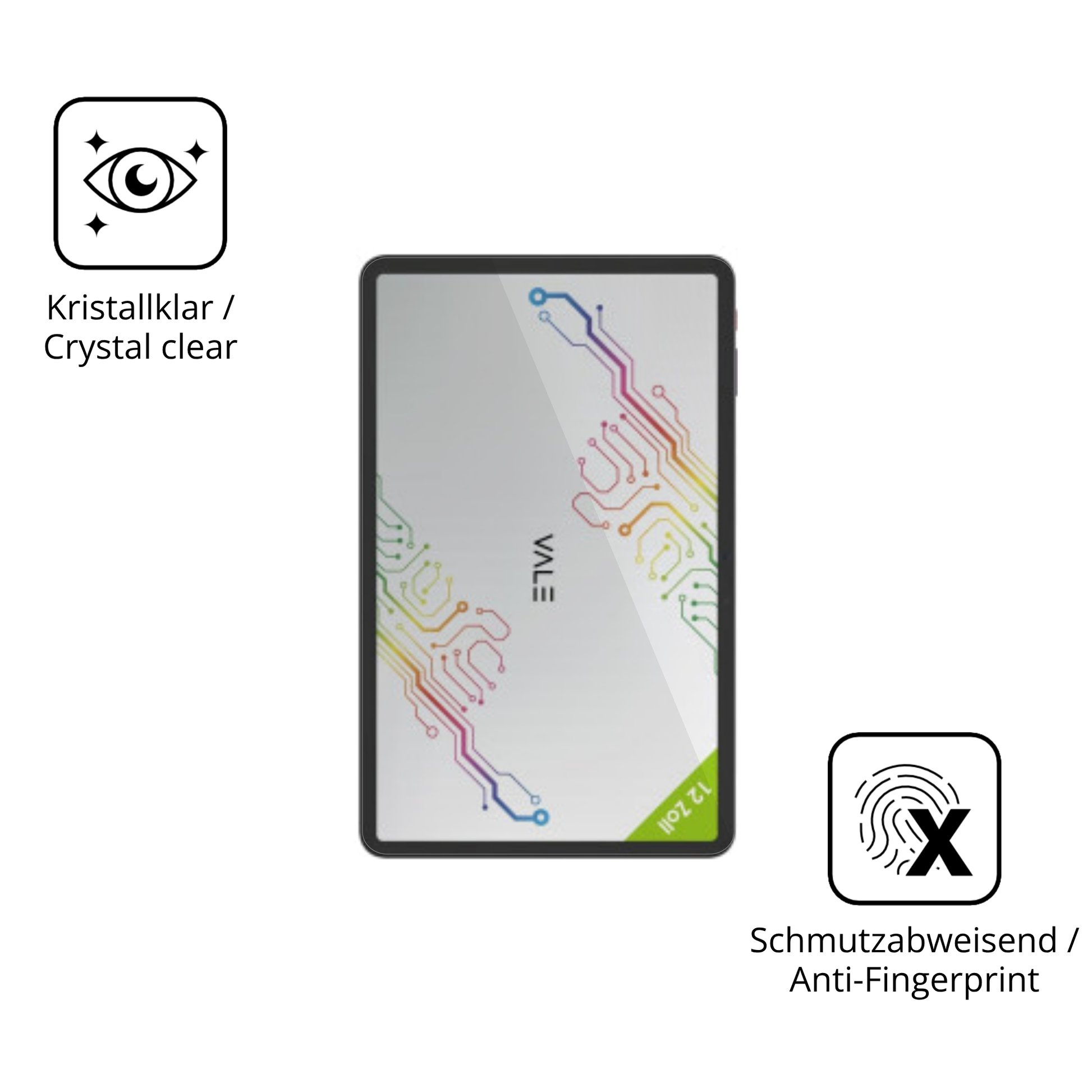 Flexible TPU-Folie passend zugeschnitten für Vale V12X LTE 12.6 Zoll, vollständige Abdeckung