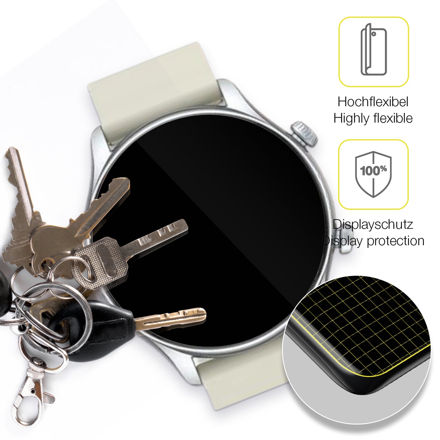 dipos Displayschutz für vamout S54 1.39 Zoll, transparente Oberfläche, geringe Dicke und perfekte Passform