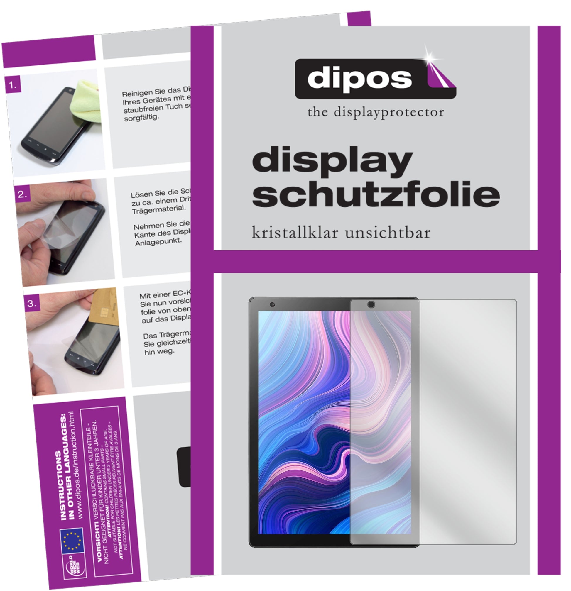 Klare Displayschutzfolie von dipos passend für Vankyo MatrixPad Z10 10.1 Zoll, präziser Zuschnitt und blasenfrei montiert