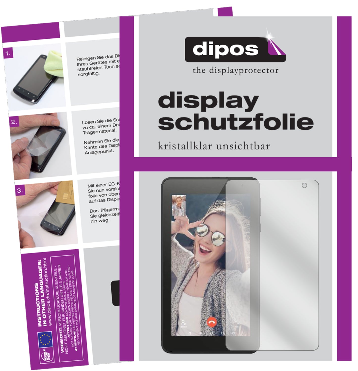 Klare Displayschutzfolie von dipos passend für Vankyo MatrixPad Z1 7 Zoll, präziser Zuschnitt und blasenfrei montiert