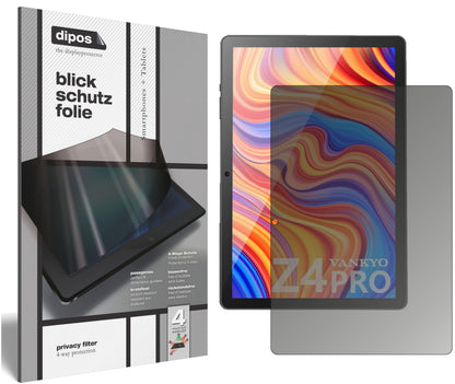 Blickschutzfolie von dipos passend für Vankyo MatrixPad Z4 Pro 10.1 Zoll, präziser Zuschnitt und blasenfrei montiert