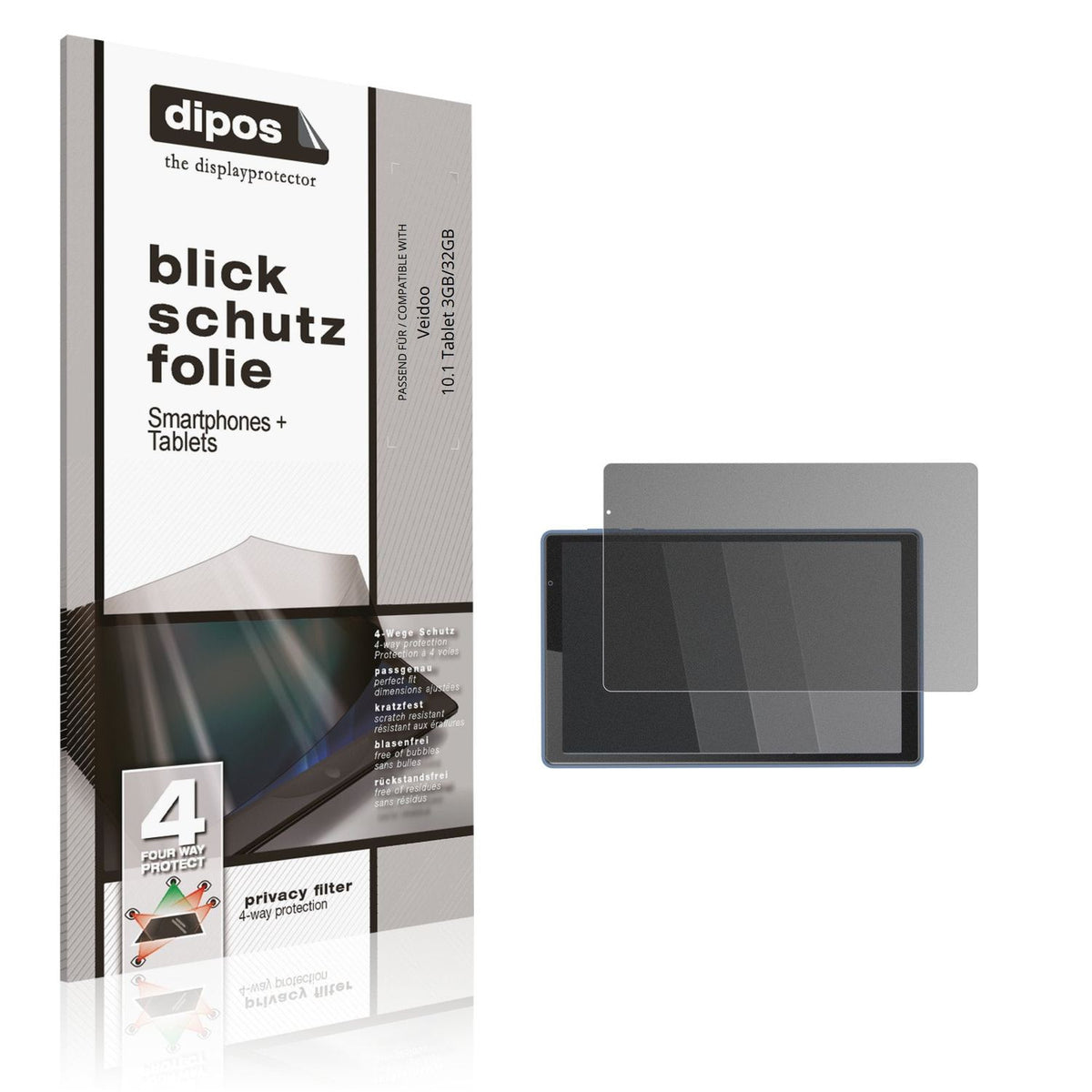 Screen Protector for Veidoo 10.1 Tablet 3GB/32GB Privacy Filter 4-Way 