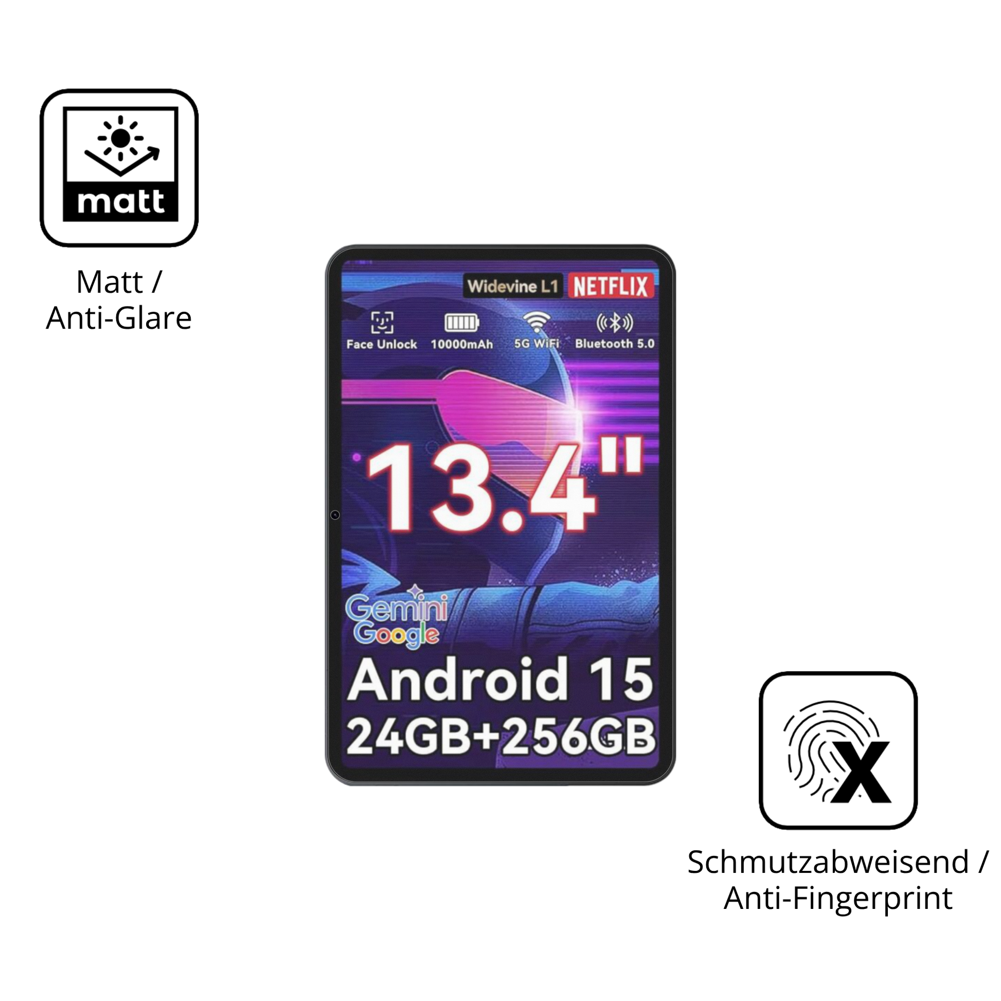 9H Hartbeschichtete, flexible Folie passend zugeschnitten für VekfulPC T60 Pro 13.4 Zoll