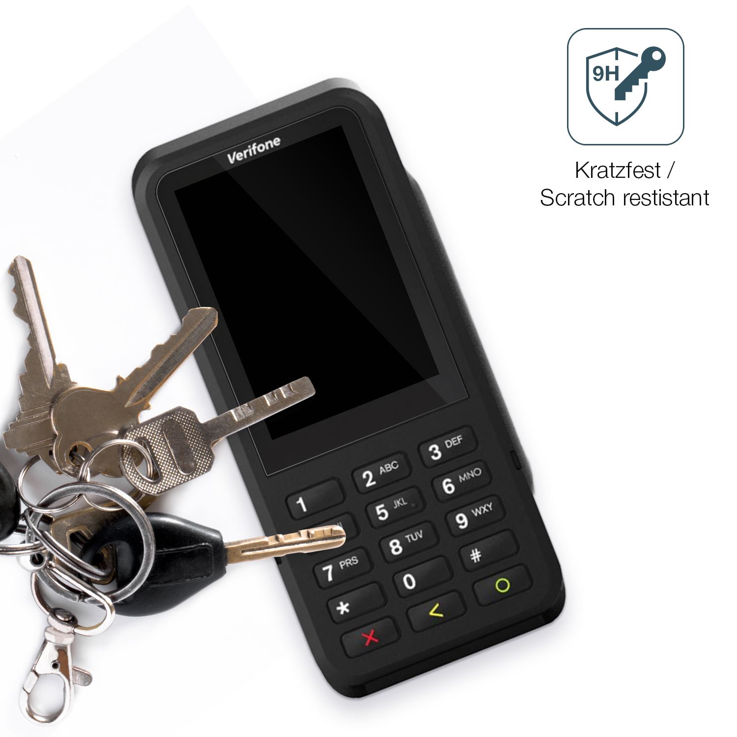 dipos Displayschutz für Verifone P630, transparente Oberfläche, perfekte Passform auch für die Rundungen