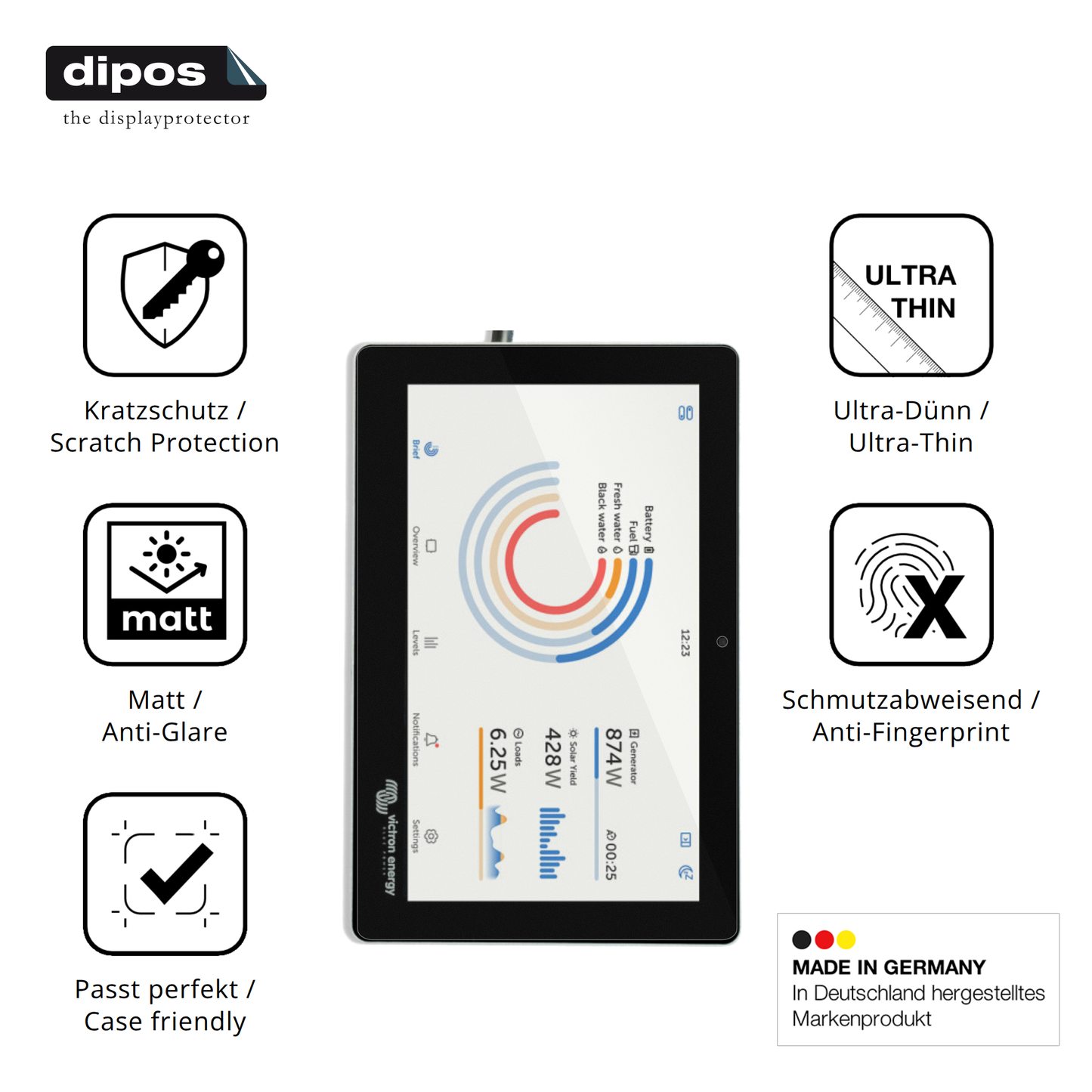 Displayschutz hergestellt in Deutschland, höchste Qualität made in Germany