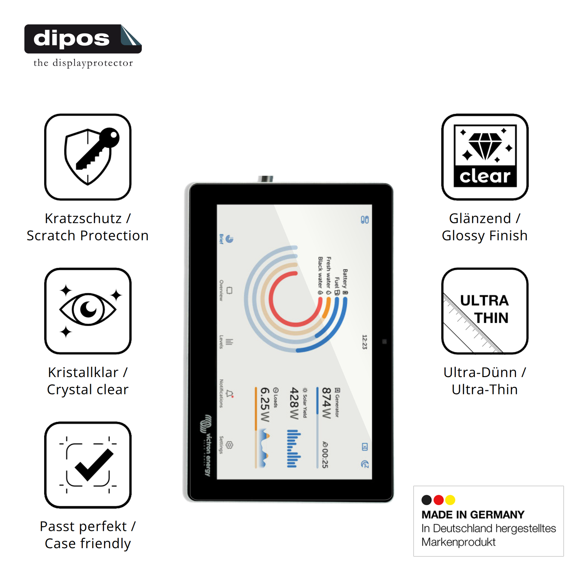 Displayschutz hergestellt in Deutschland, höchste Qualität made in Germany
