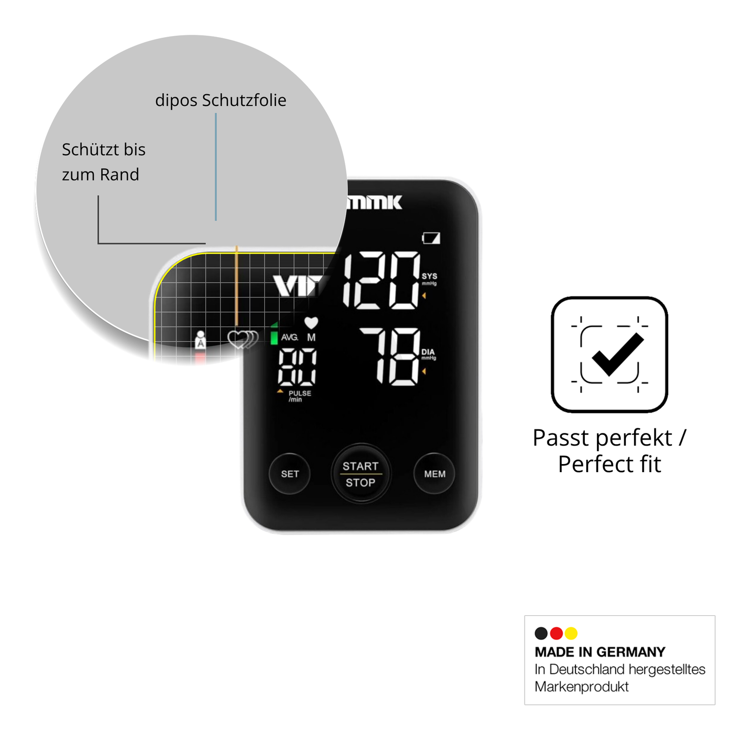 Schutzfolie mit optimaler Passform, zur Verwendung mit Hüllen geeignet