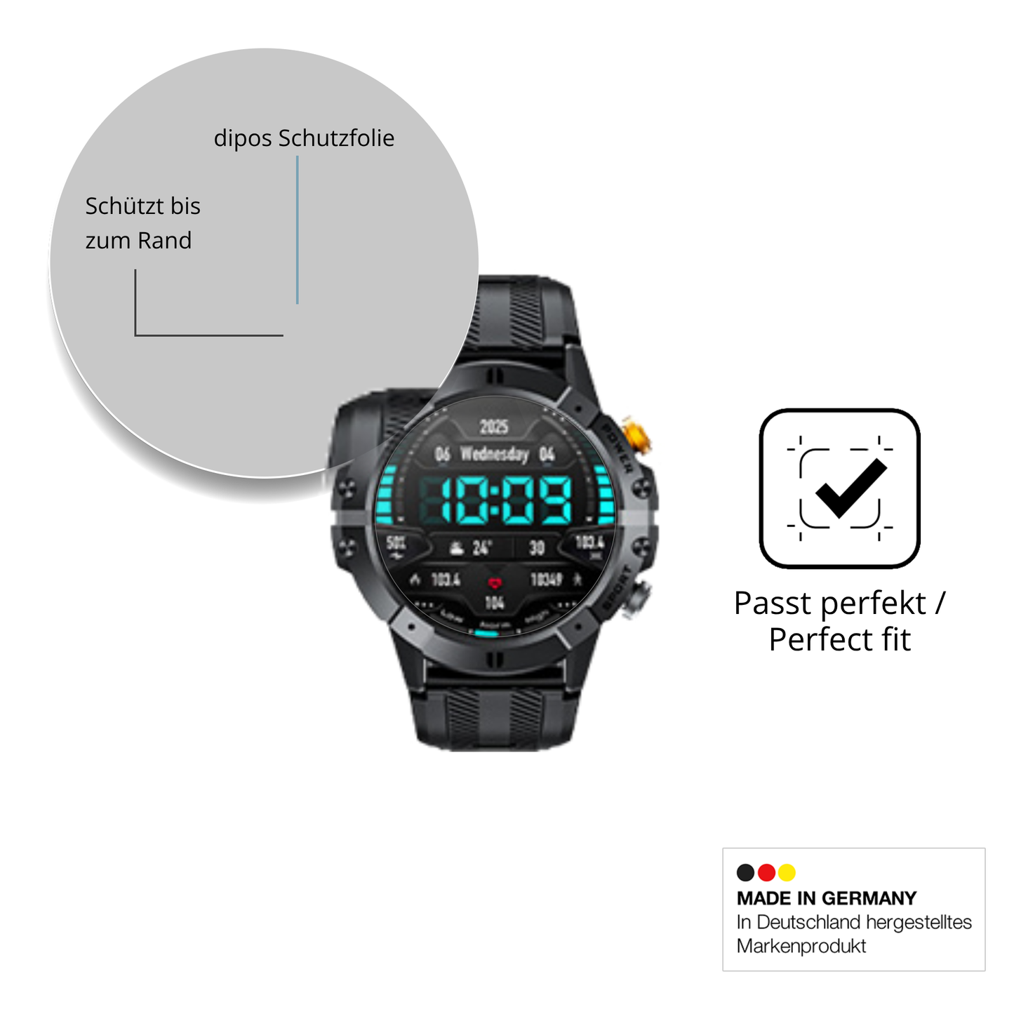 Schutzfolie mit optimaler Passform, zur Verwendung mit Hüllen geeignet