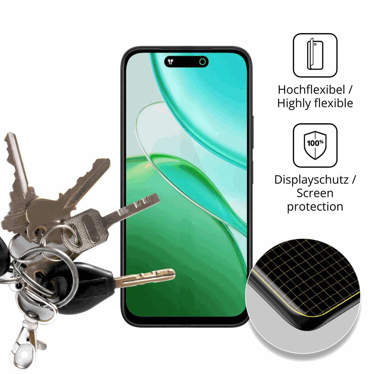 dipos Displayschutz für Vivo T5x, transparente Oberfläche, geringe Dicke und perfekte Passform