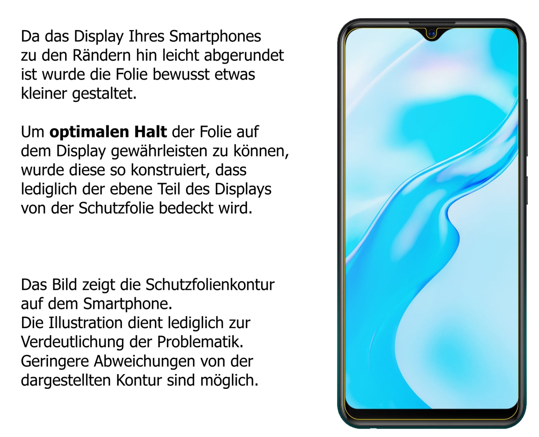dipos Displayschutz für Vivo Y11s, transparente Oberfläche, perfekte Passform auch für die Rundungen