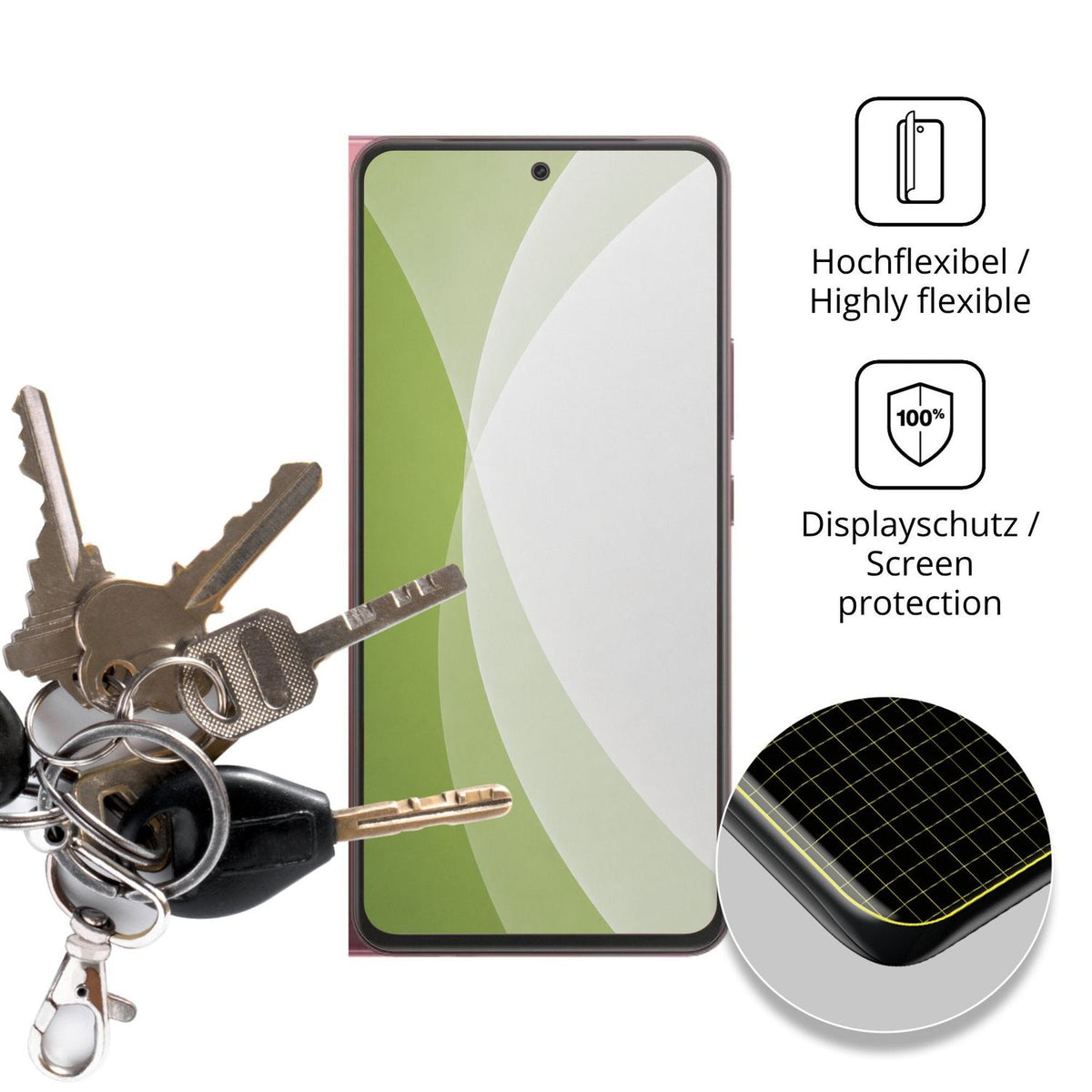 dipos Displayschutz für Vivo Y21d, transparente Oberfläche, perfekte Passform auch für die Rundungen