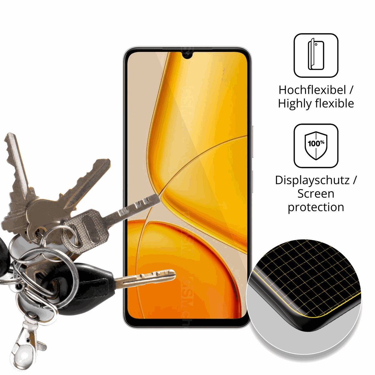 dipos Displayschutz für Vivo Y37 Plus, transparente Oberfläche, geringe Dicke und perfekte Passform
