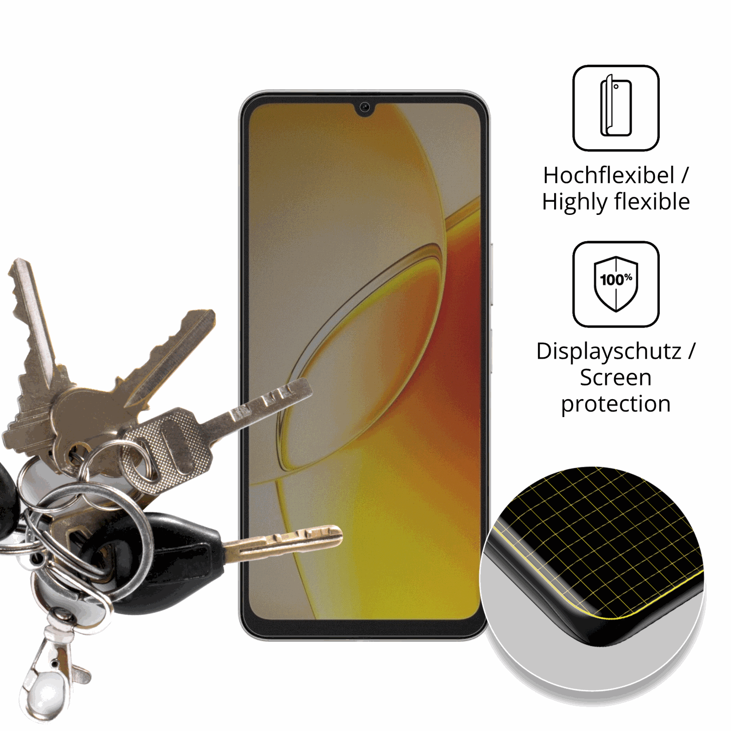 dipos Displayschutz für Vivo Y6t, mit Blickschutzfilter und perfekter Passform auch für die Rundungen