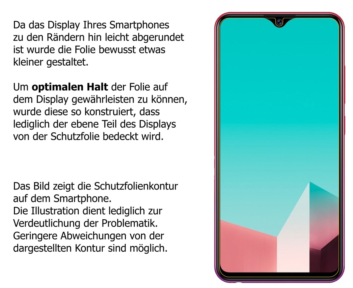 dipos Displayschutz für Vivo Y91 C, transparente Oberfläche, perfekte Passform auch für die Rundungen