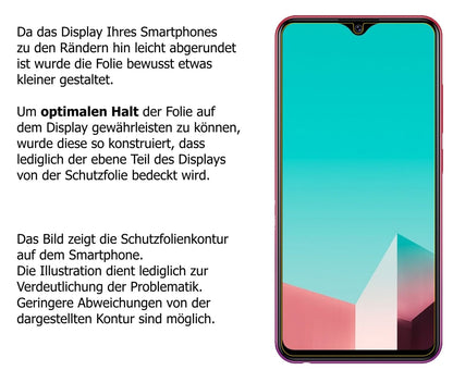 dipos Displayschutz für Vivo Y91 C, transparente Oberfläche, perfekte Passform auch für die Rundungen