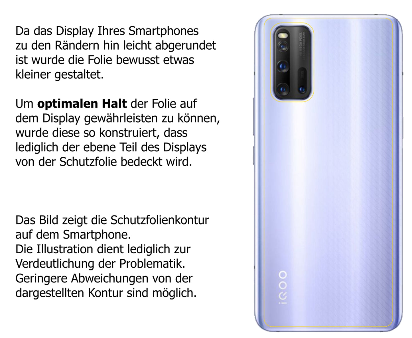 dipos Displayschutz für Vivo iQOO 3 5G Rückseite, transparente Oberfläche, perfekte Passform auch für die Rundungen