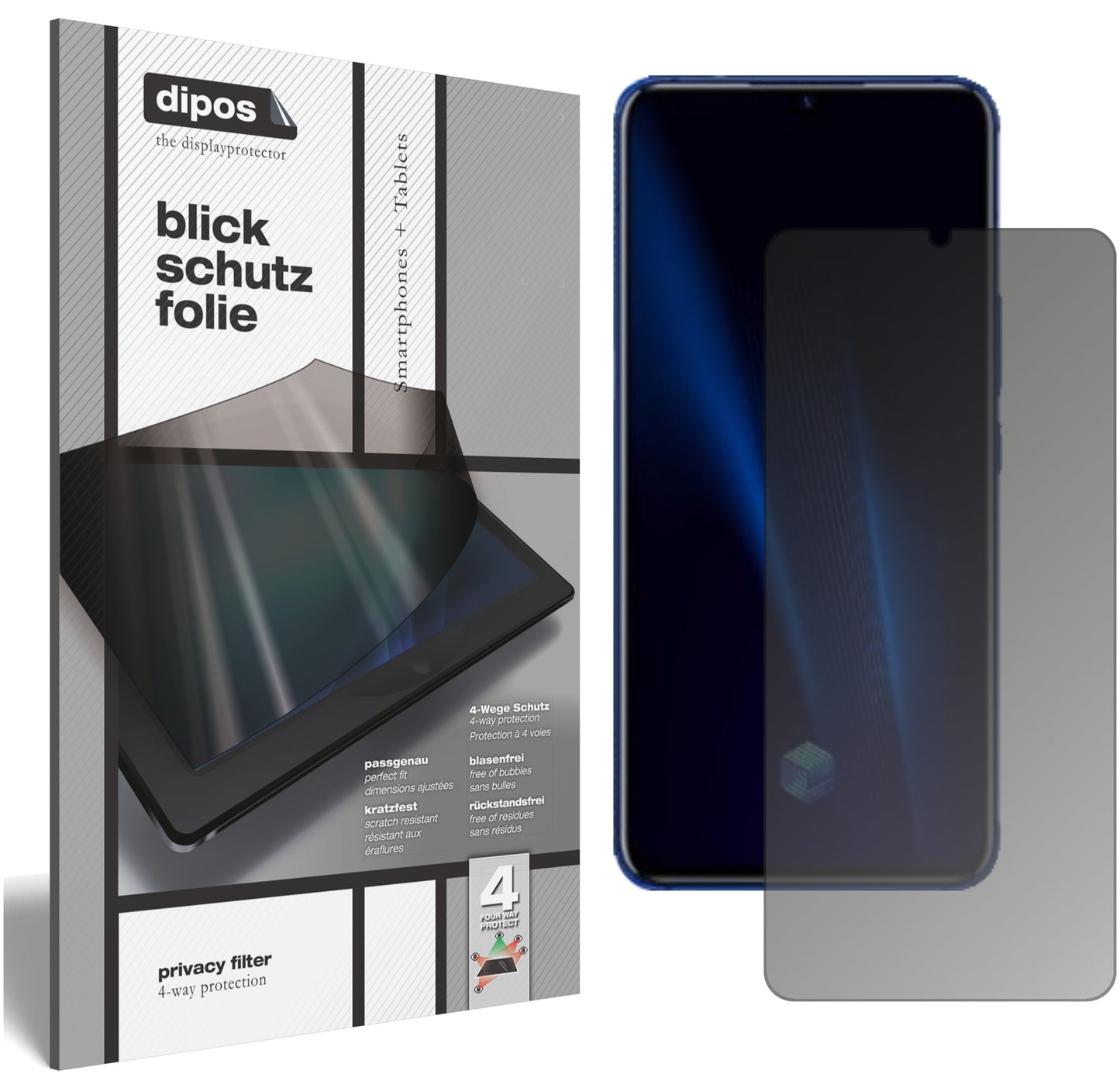 Blickschutzfolie von dipos passend für Vivo IQOO Pro, präziser Zuschnitt und blasenfrei montiert