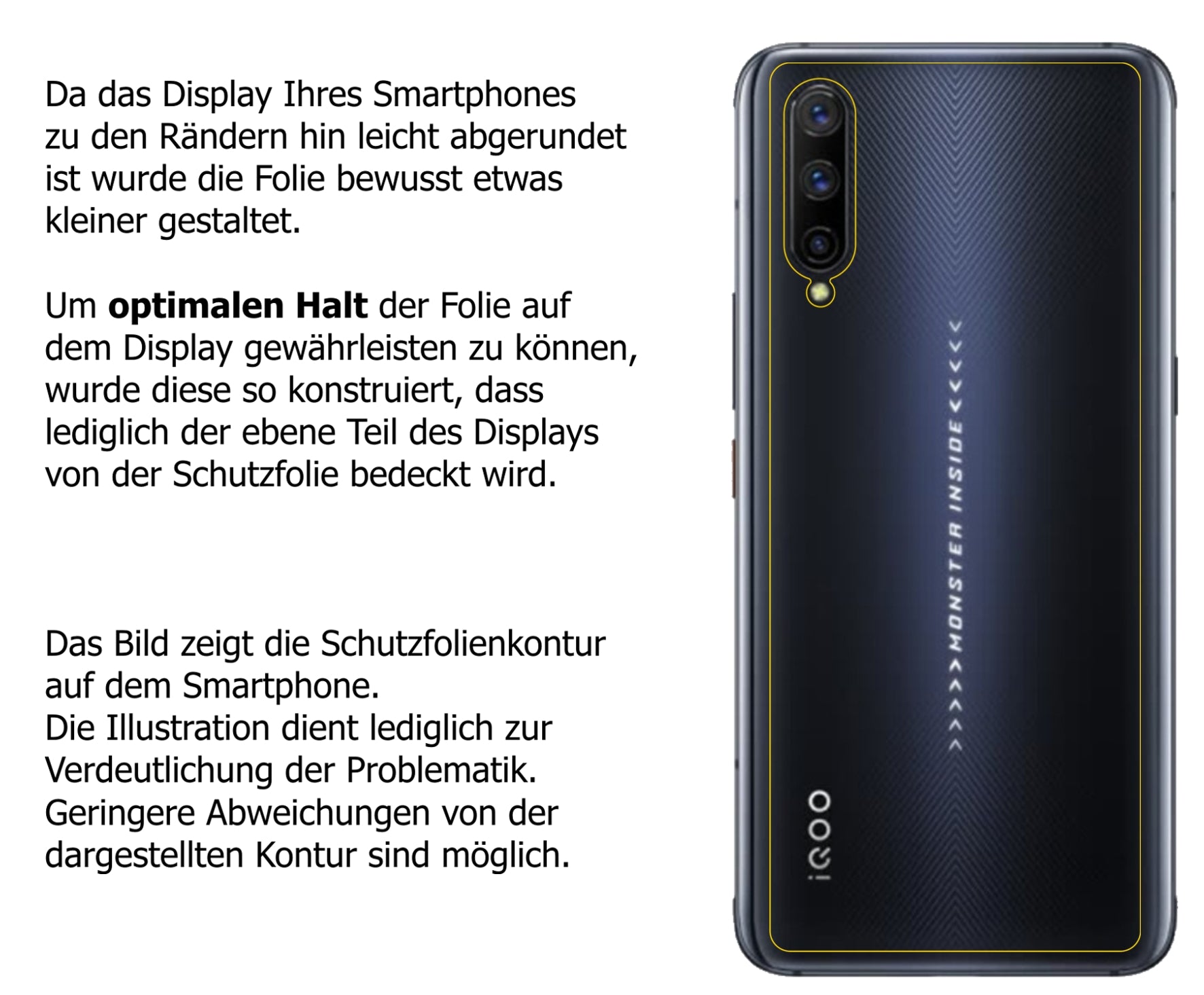 Schutzfolie mit optimaler Passform, zur Verwendung mit Hüllen geeignet