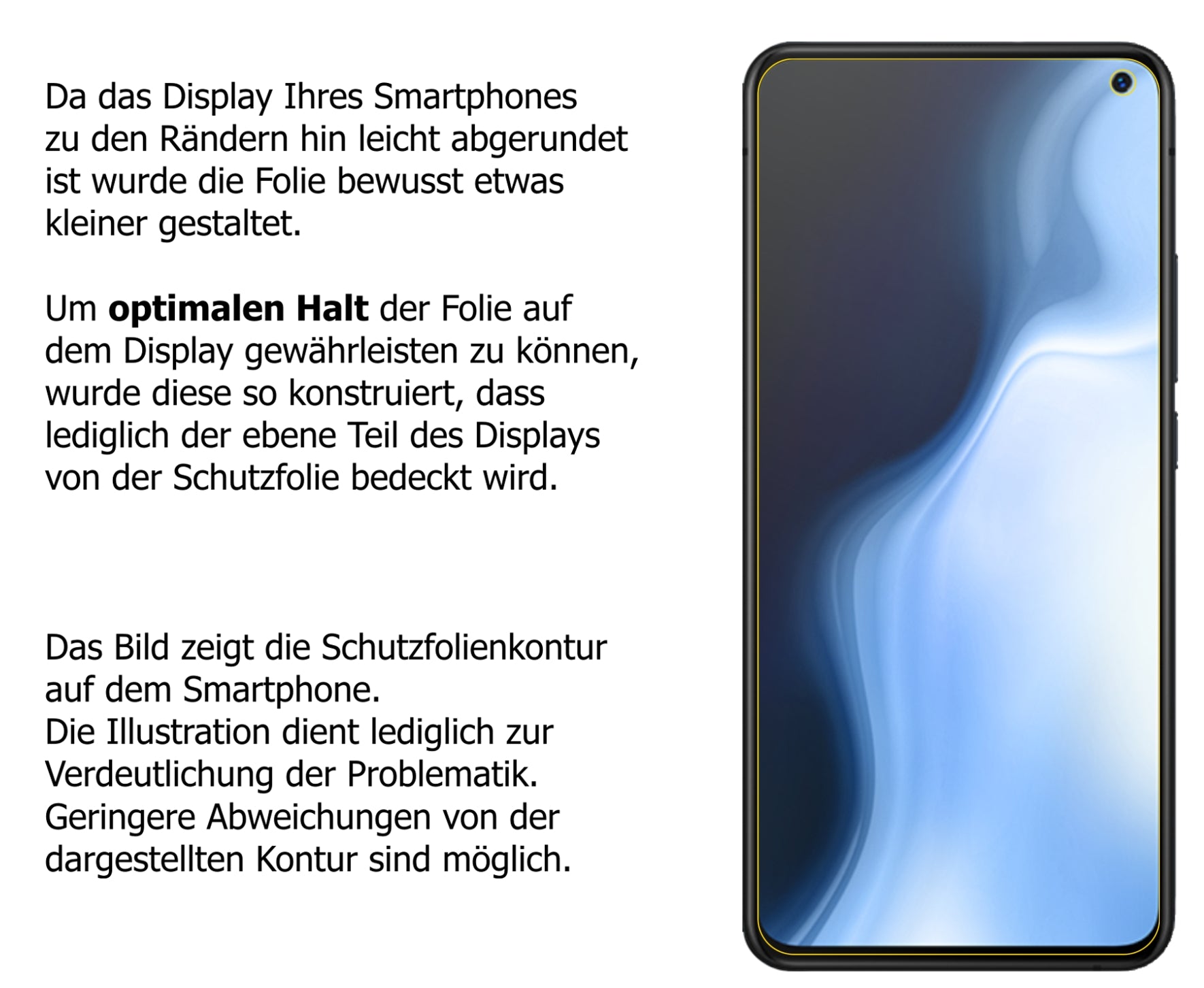 Schutzfolie mit optimaler Passform, zur Verwendung mit Hüllen geeignet