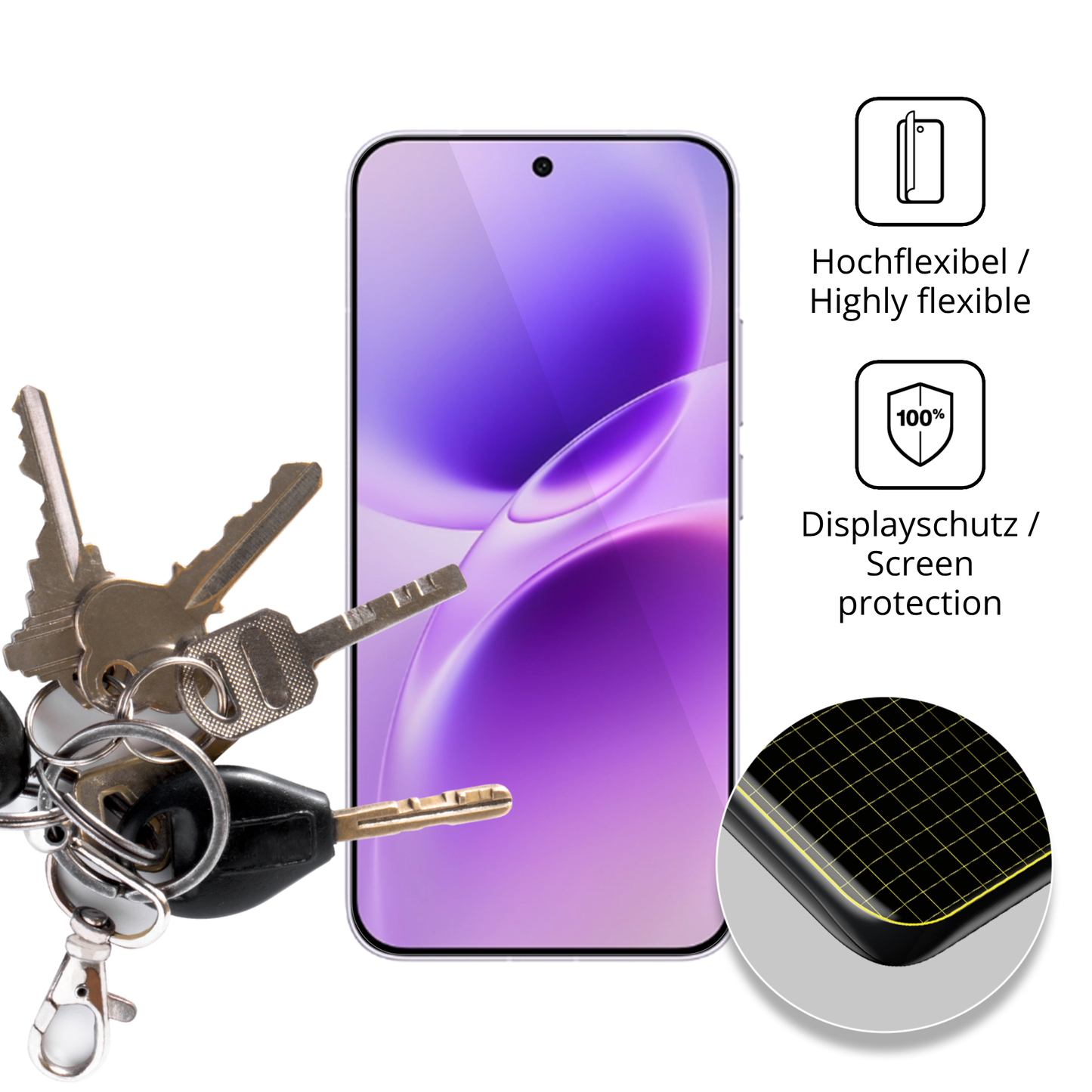 dipos Displayschutz für Vivo S50, transparente Oberfläche, geringe Dicke und perfekte Passform