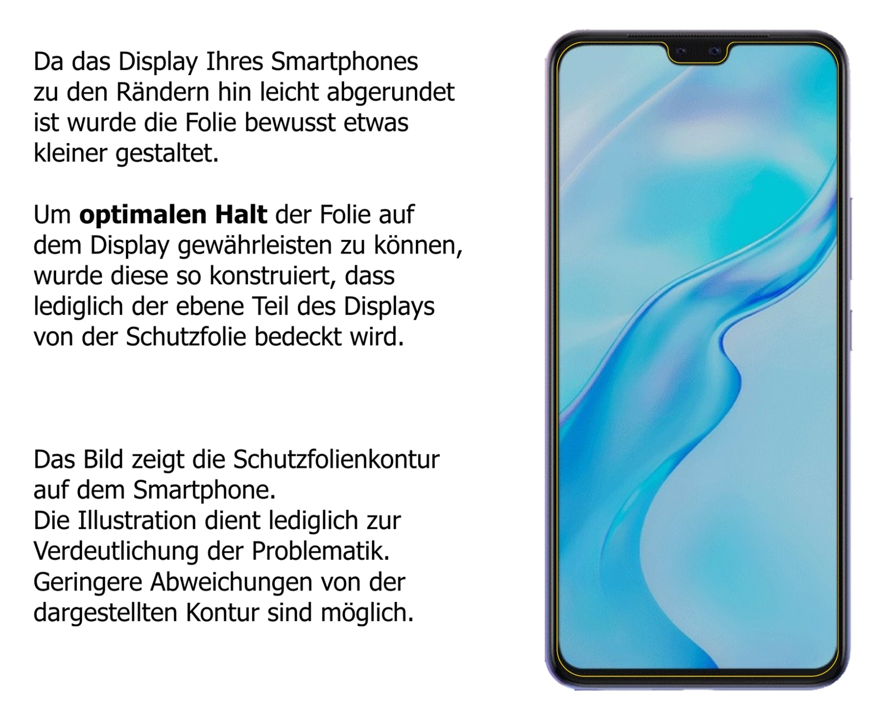 Schutzfolie mit optimaler Passform, zur Verwendung mit Hüllen geeignet