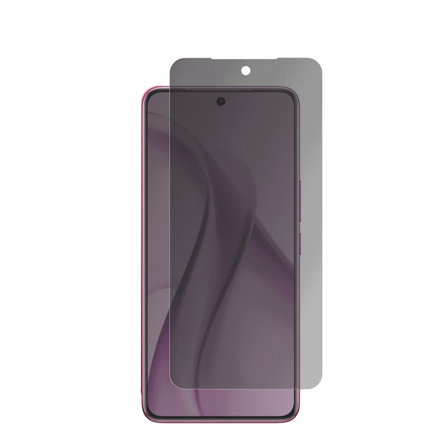 vivov60e 5g mit aufgebrachter dipos Flex Schutzfolie, die seitliche Einblicke blockiert