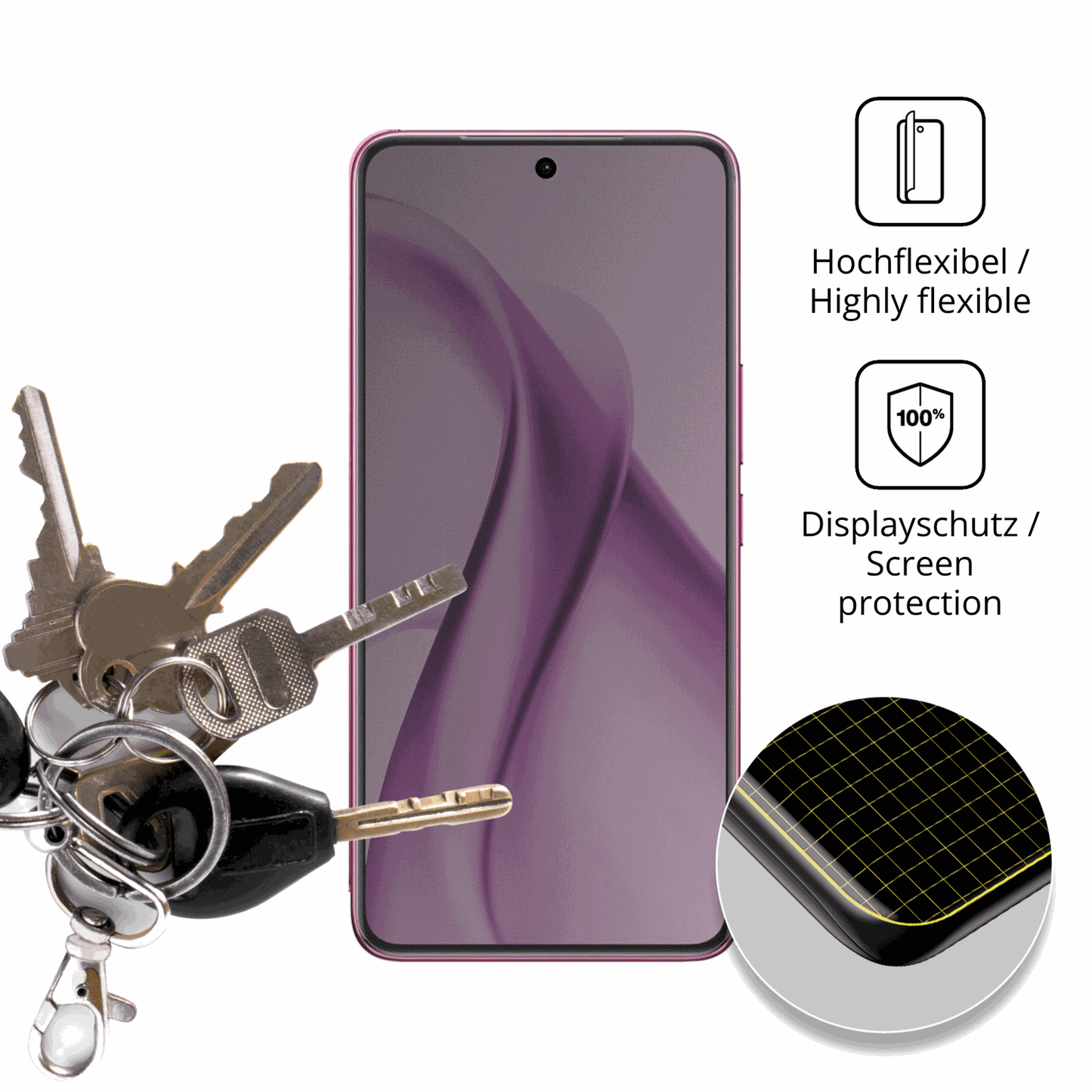 dipos Displayschutz für vivov60e 5g, mit Blickschutzfilter und perfekter Passform auch für die Rundungen