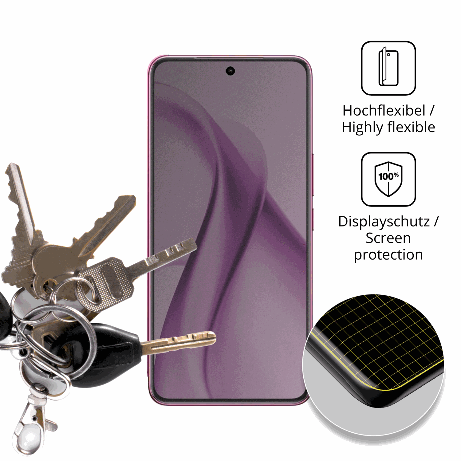 dipos Displayschutz für vivov60e 5g, mit Blickschutzfilter und perfekter Passform auch für die Rundungen