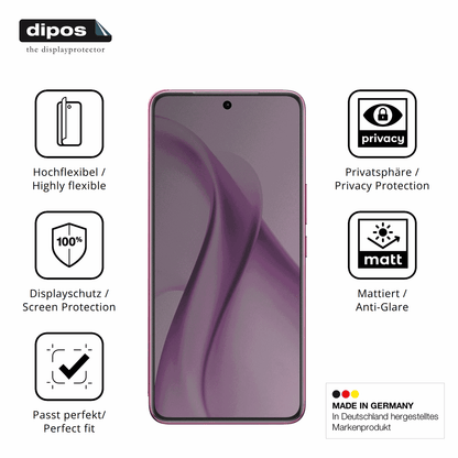Flexible TPU-Folie passend zugeschnitten für vivov60e 5g, mit Privatsphäre-Schutz durch Sichtschutz-Folie