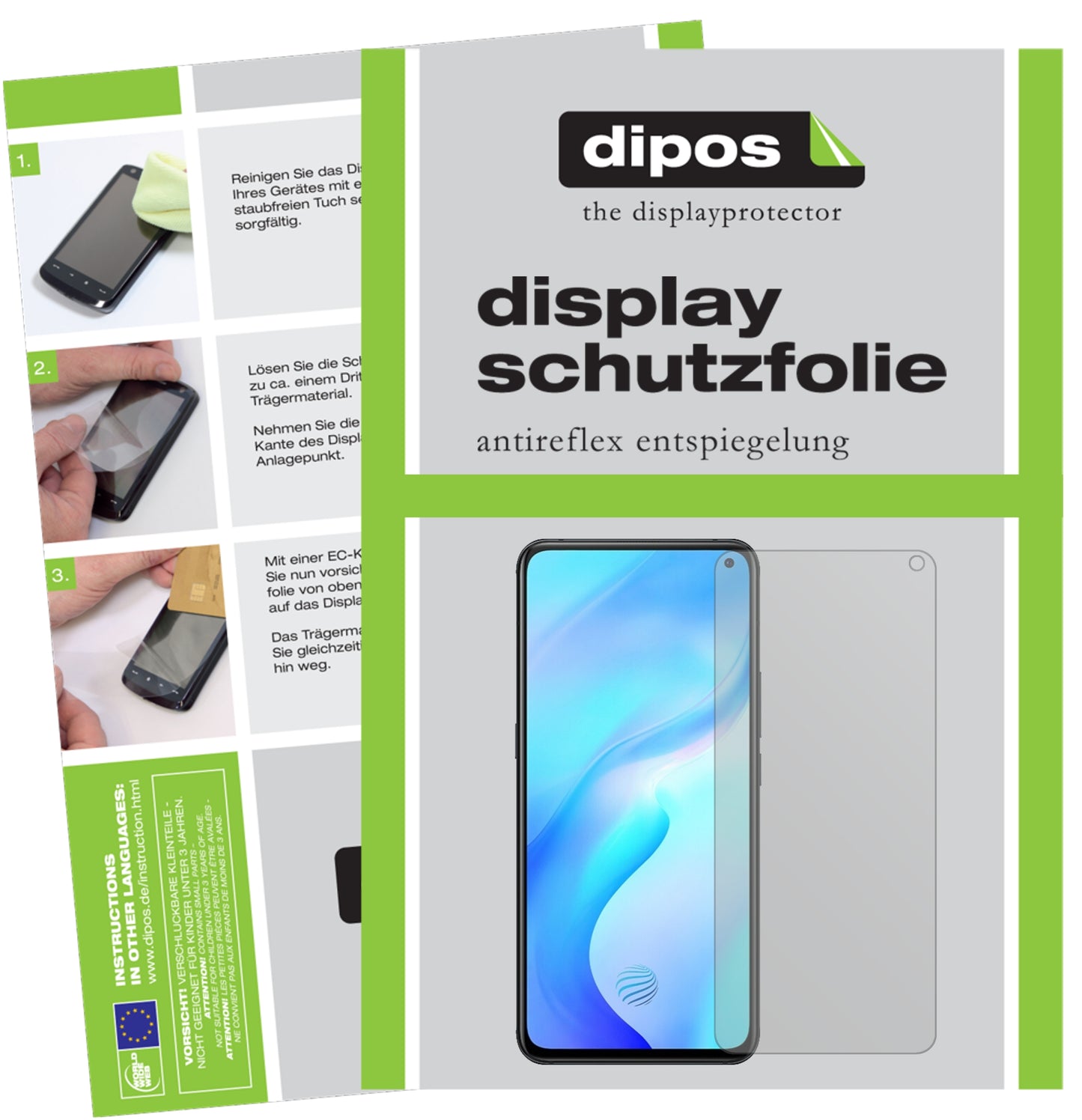 Matte Displayschutzfolie von dipos passend für Vivo X30, präziser Zuschnitt und blasenfrei montiert