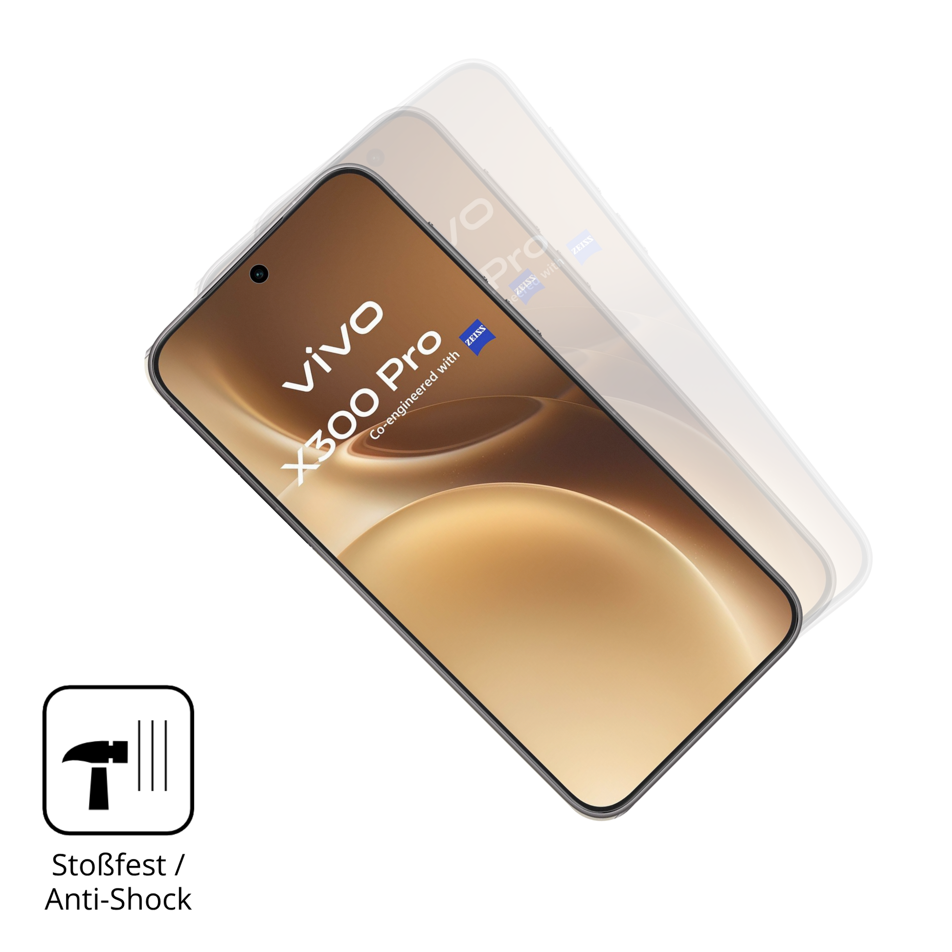 Schutz gegen Kratzer auf dem vivox300 pro Glas durch Schlüssel, Stöße gegen die Tischkante oder Stürze