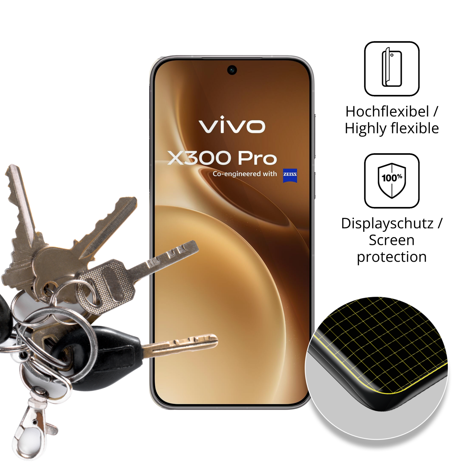 dipos Displayschutz für vivox300 pro, transparente Oberfläche, geringe Dicke und perfekte Passform