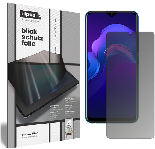Blickschutzfolie von dipos passend für Vivo Y11 (2019), präziser Zuschnitt und blasenfrei montiert