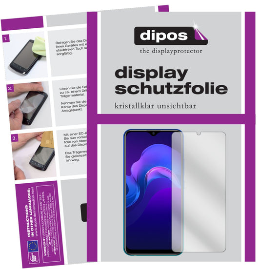 Klare Displayschutzfolie von dipos passend für Vivo Y11 (2019), präziser Zuschnitt und blasenfrei montiert
