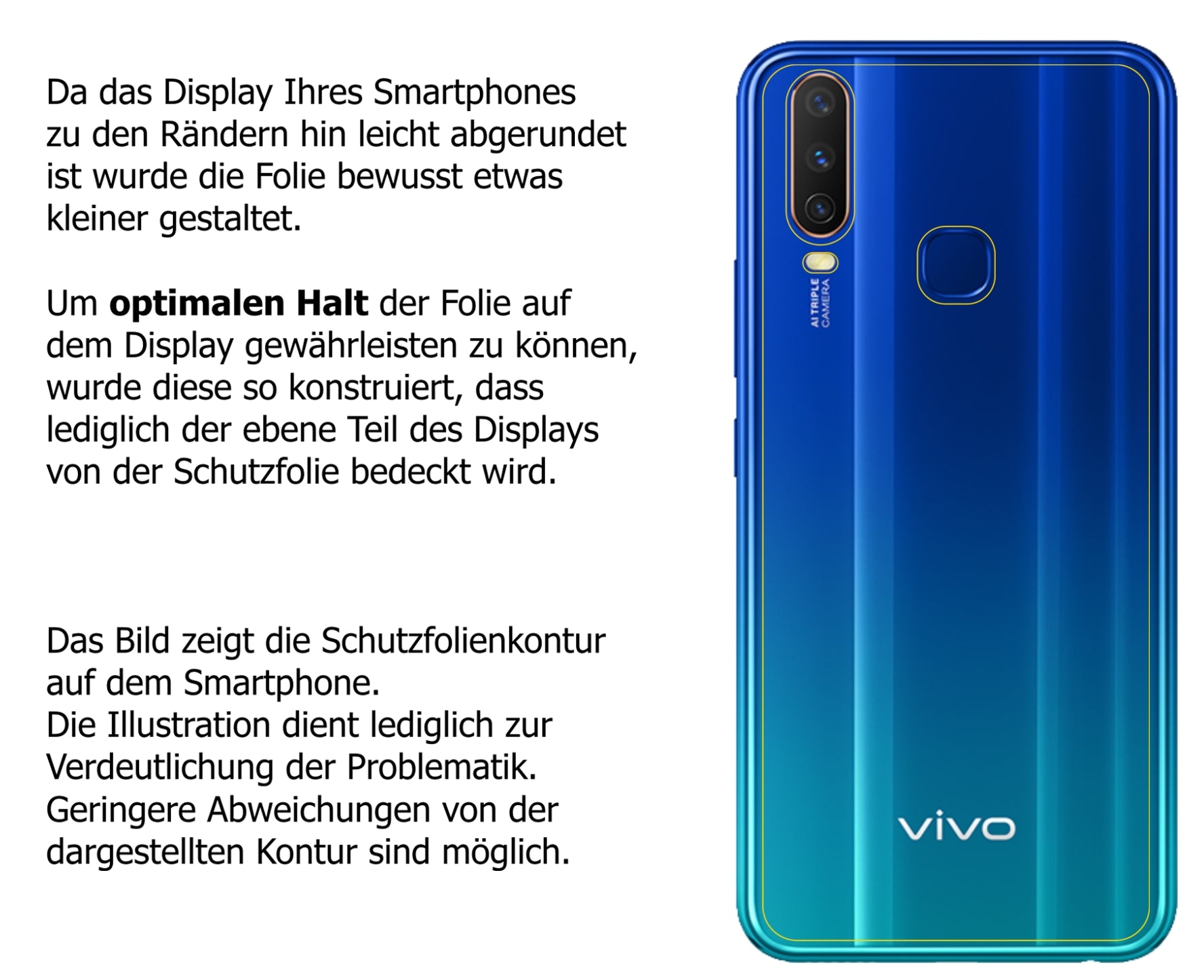 Dünne und klare Folie passend zugeschnitten für Vivo Y11 (2019) Rückseite