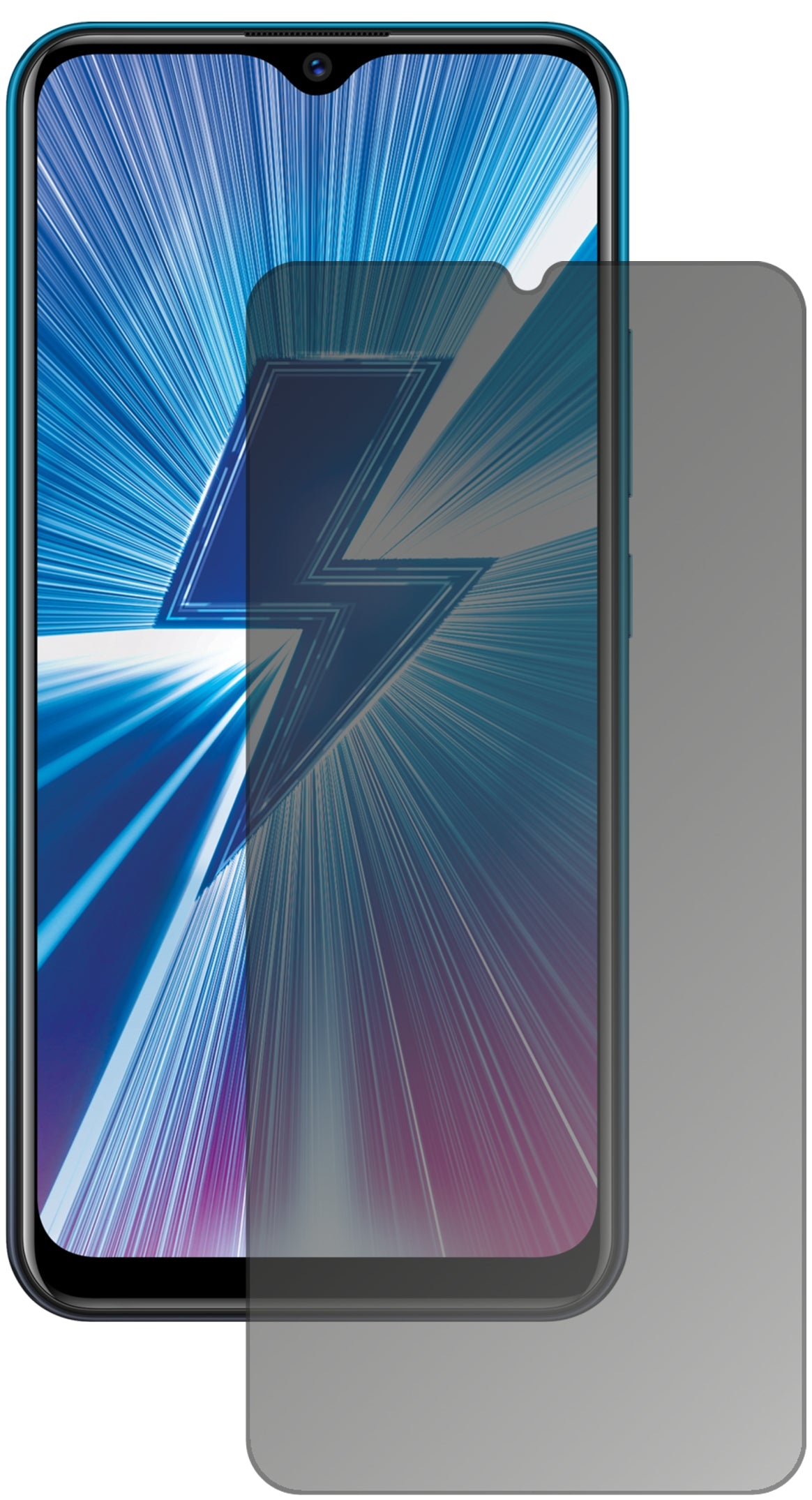 VivoY3 mit aufgebrachtem dipos Displayschutz, der seitliche Einblicke blockiert