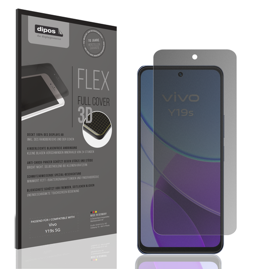 Blickschutzfolie von dipos passend für vivoy19s 5g, 100% Displayabdeckung und blasenfreie Montage