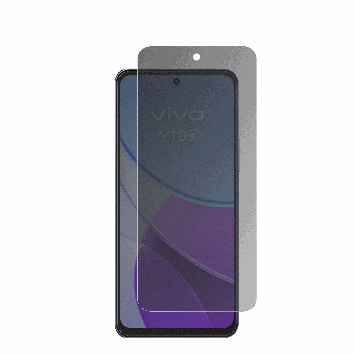 vivoy19s 5g mit aufgebrachter dipos Flex Schutzfolie, die seitliche Einblicke blockiert