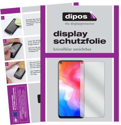 Klare Displayschutzfolie von dipos passend für Vivo Y30, präziser Zuschnitt und blasenfrei montiert