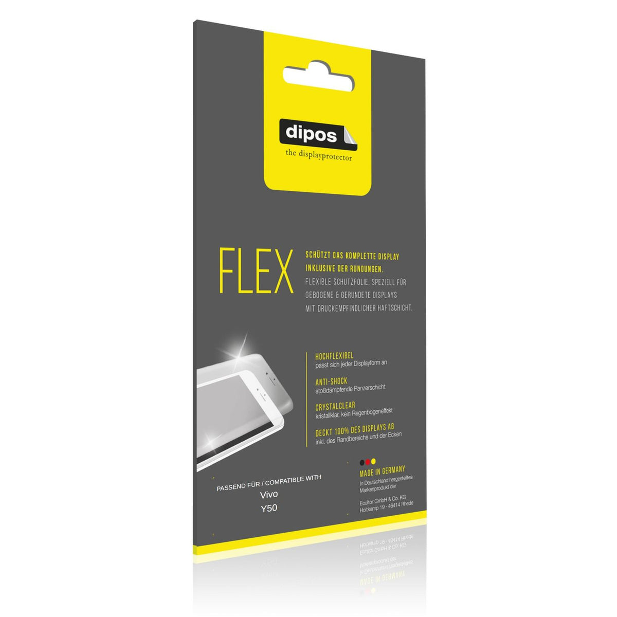 3x Screen Protector for Vivo Y70s Protective Film covers 100% dipos Flex