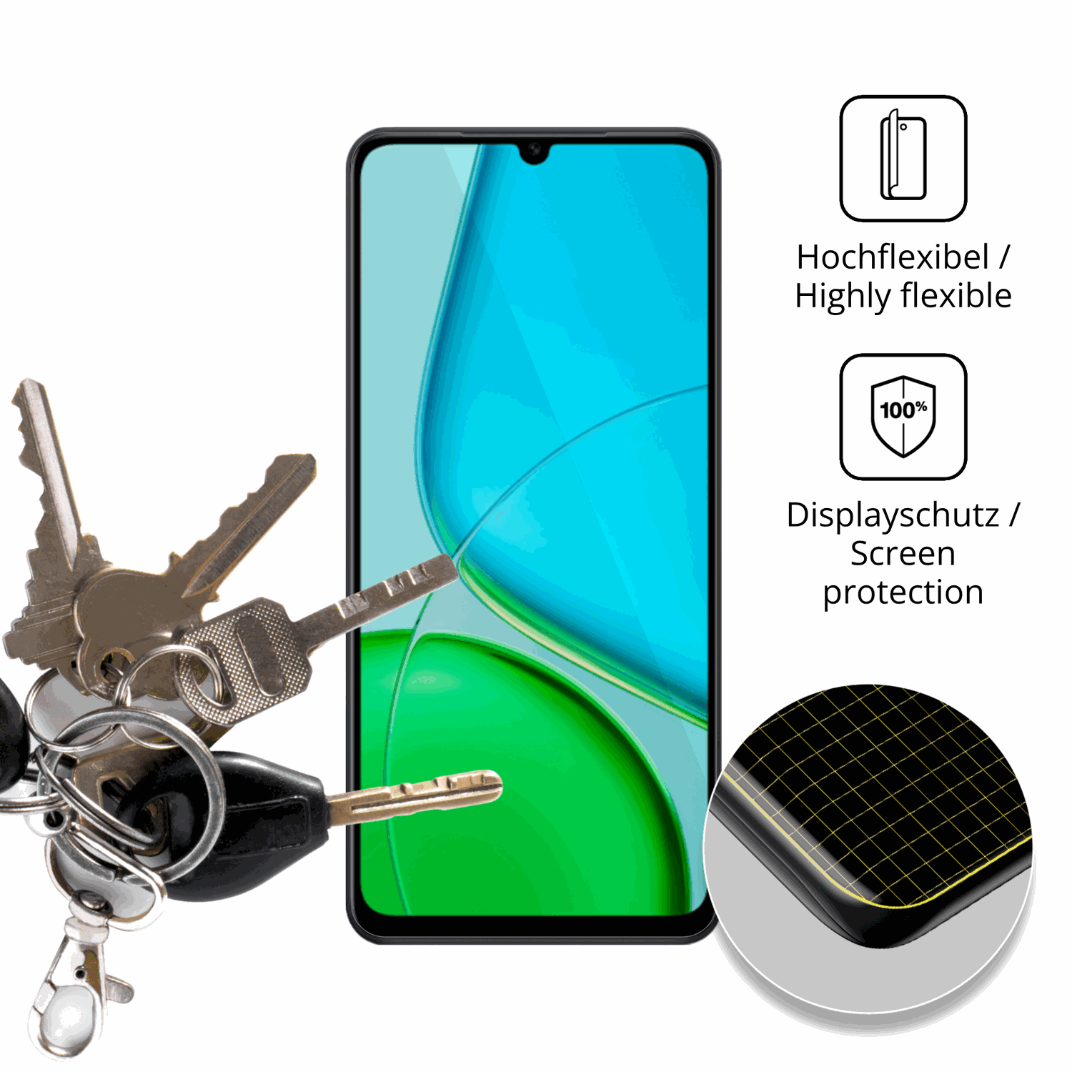 dipos Displayschutz für Vivo Y50e, transparente Oberfläche, geringe Dicke und perfekte Passform