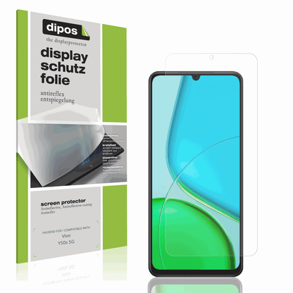 Matte Displayschutzfolie von dipos passend für Vivo Y50s 5G, präziser Zuschnitt und blasenfrei montiert