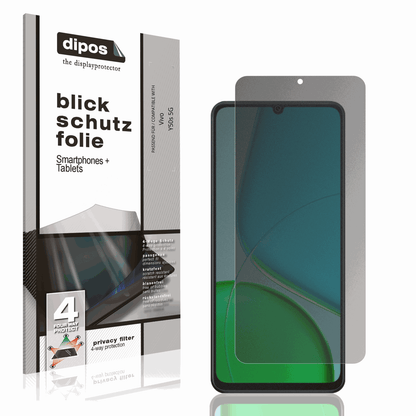 Blickschutzfolie von dipos passend für Vivo Y50s 5G, präziser Zuschnitt und blasenfrei montiert